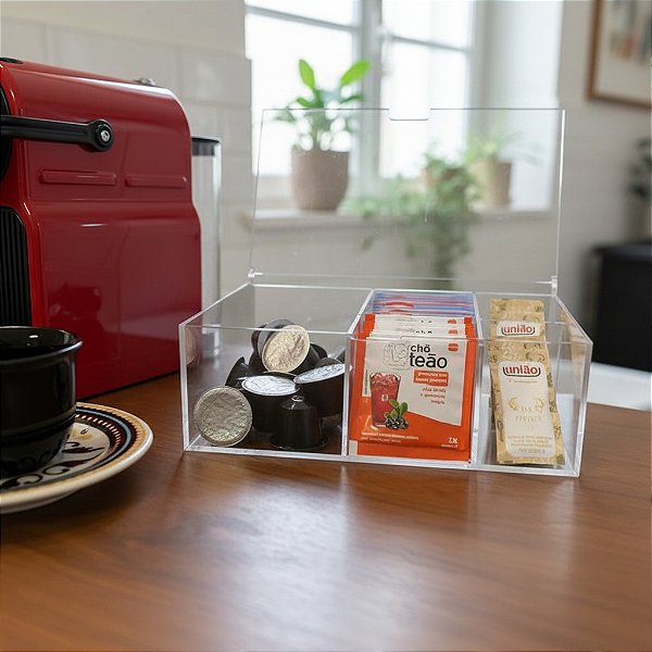 Caixa Organizadora Para Chá Capsula De Café Açúcar e Adoçantes