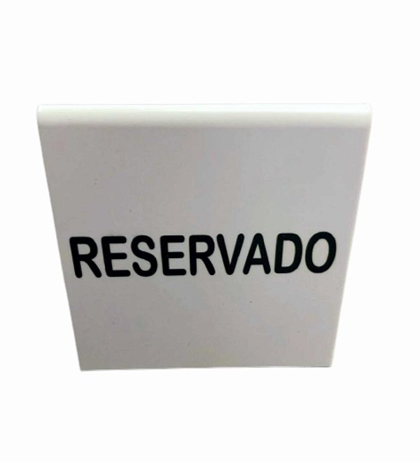 Placas Reservado para Mesa em Acrílico Branco - Kit 10 peças