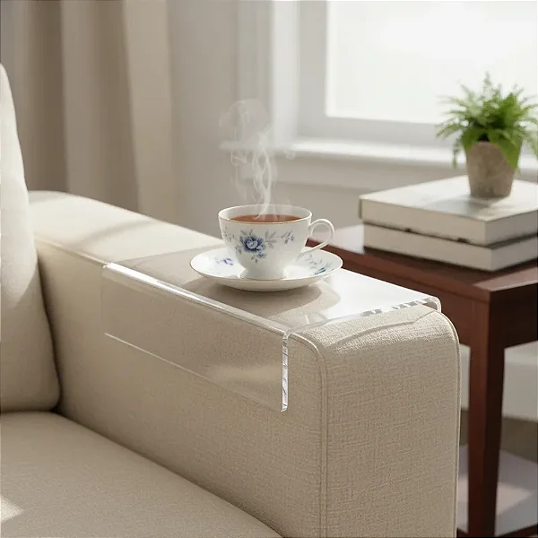 SUPORTE PORTA COPOS DE ENCAIXE PARA SOFÁ EM ACRÍLICO