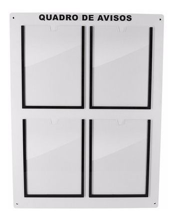 Quadro de Avisos com 4 Displays A4 em Acrílico