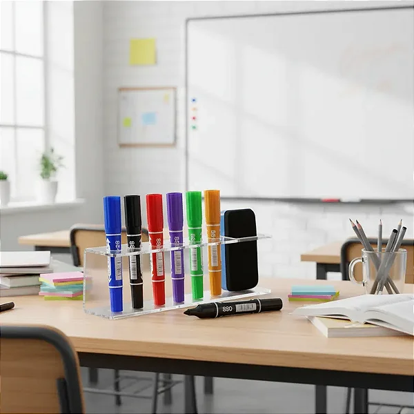 Suporte De Parede em Acrílico para Canetões e Apagador de Lousa