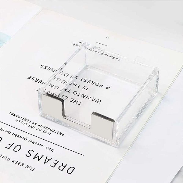 Porta Cartão Em Acrílico Transparente Com Fundo Espelhado Prata