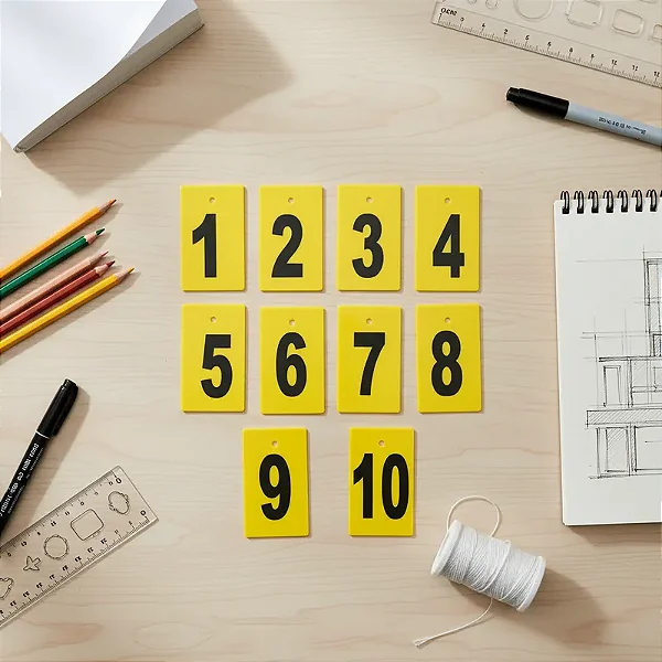 PLACAS NUMERADAS PARA PROVADOR EM ACRÍLICO AMARELO