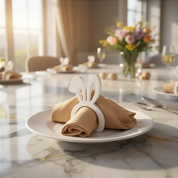 Anel Porta Guardanapos Coelho em Acrílico