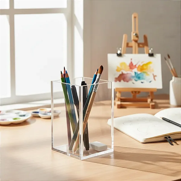 Porta Caneta em Acrílico Transparente