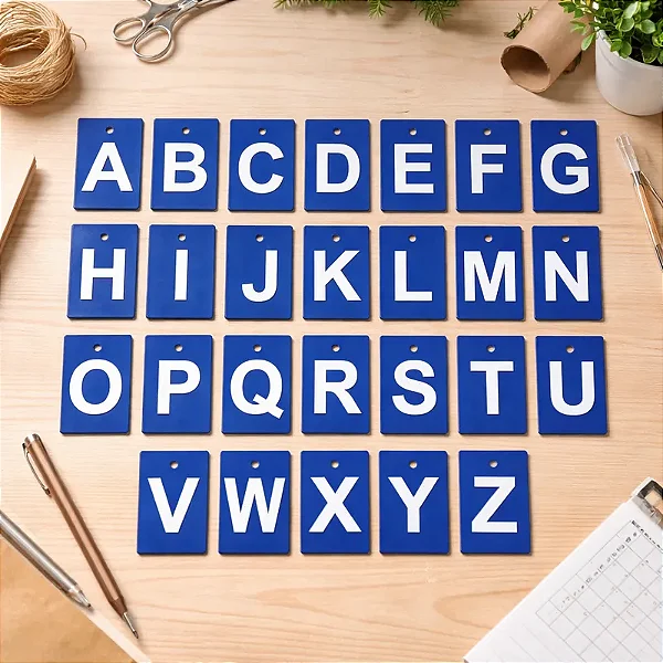 Placas para Provador Alfabeto na cor Azul