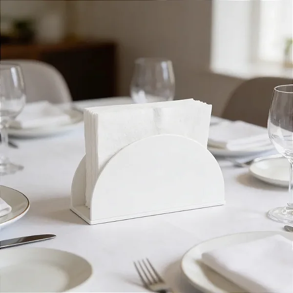 Porta Guardanapo 1/2 Lua em Acrílico Branco.