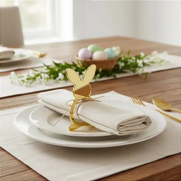 Anel Porta Guardanapos Coelho em Acrílico Espelhado