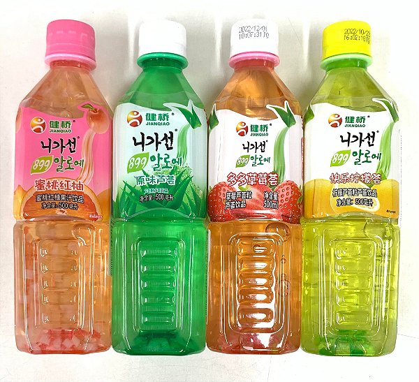 SUCO ALOE VERA SABORES NATURAL, LIMÃO, MORANGO E PÊSSEGO COM TORANJA - 500ml