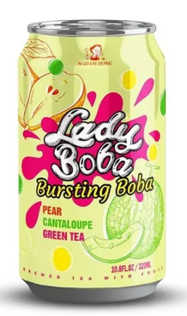 LADY BOBA BUBBLE TEA SABOR PÊRA COM MELÃO E CHÁ VERDE MADAM HONG - 320ml