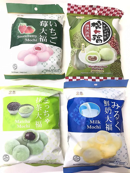 MOCHI SABORES FRUTAS, GERGELIM, MORANGO, LEITE, MATCHA E MATCHA COM MARSHMALLOW - 120g