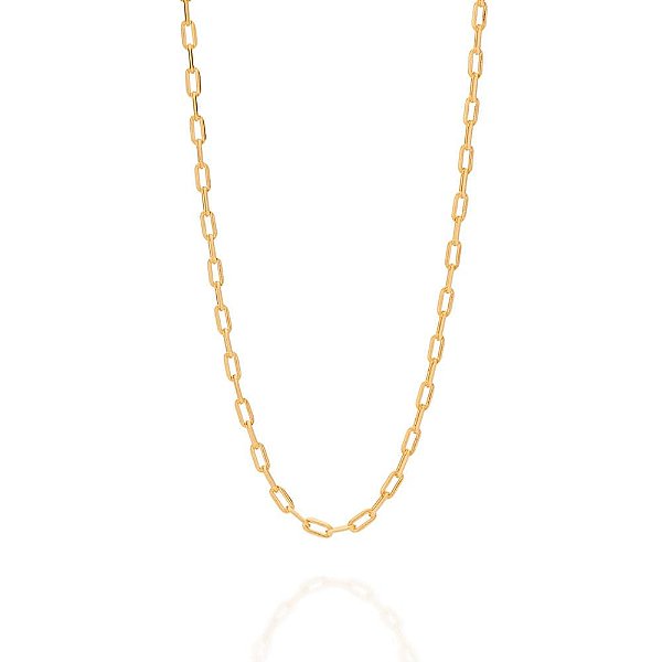 Corrente Rommanel Masculina, Folheada a Ouro, Fio Cadeado, 60 cm