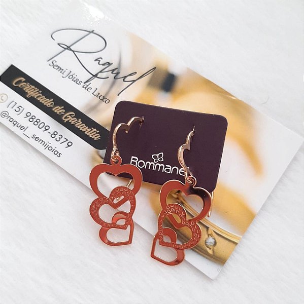 Brinco Rommanel Corações.