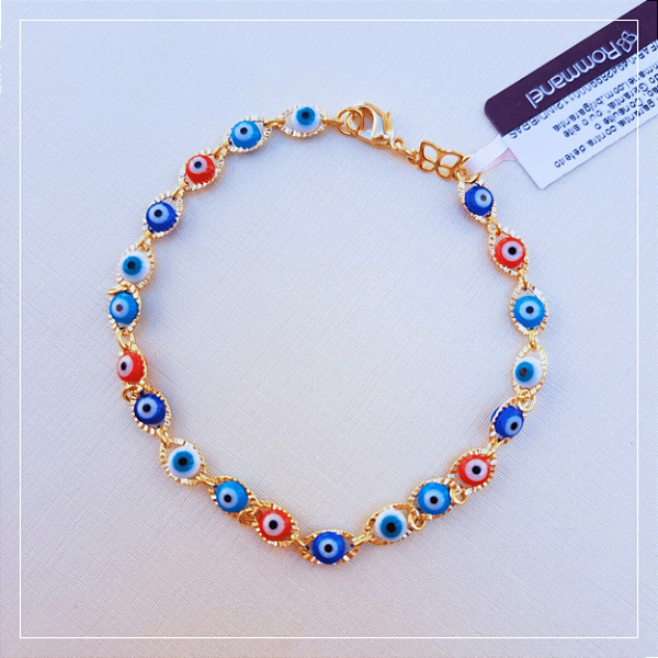 Pulseira Rommanel Folheada a Ouro 18 K Olho Grego