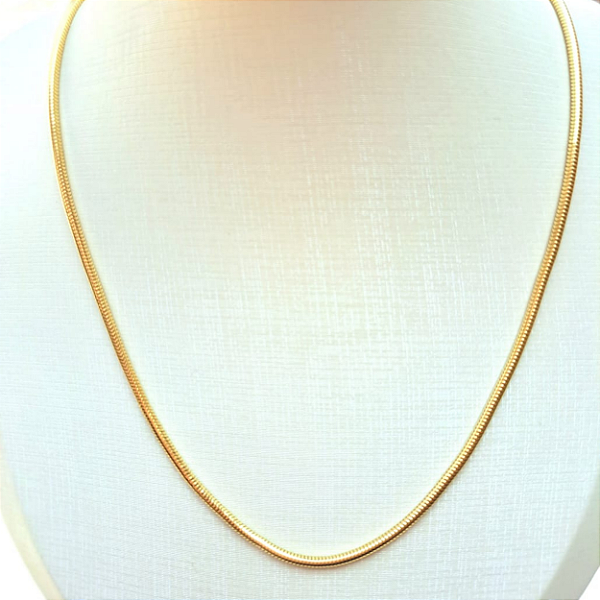 Corrente sabrina joias rabo de rato fio mediano, folheado a ouro 18k 45cm
