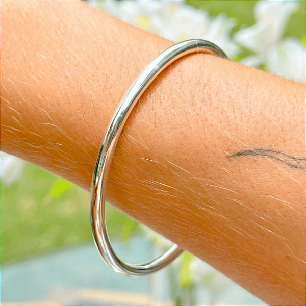 Bracelete Santa Prata Folheado e Banho em Prata Aro Liso Fino