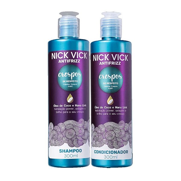 Kit Shampoo Condicionador Crespos de Respeito Nick Vick Antifrizz