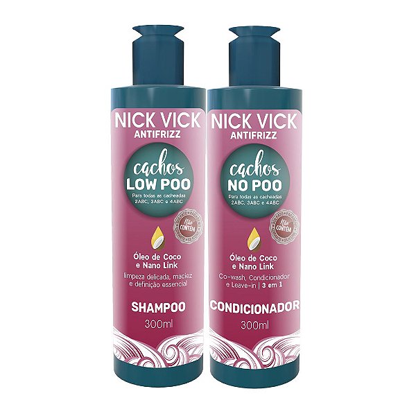 Kit Shampoo Condicionador Cachos Low No Poo Nick Vick Antifrizz