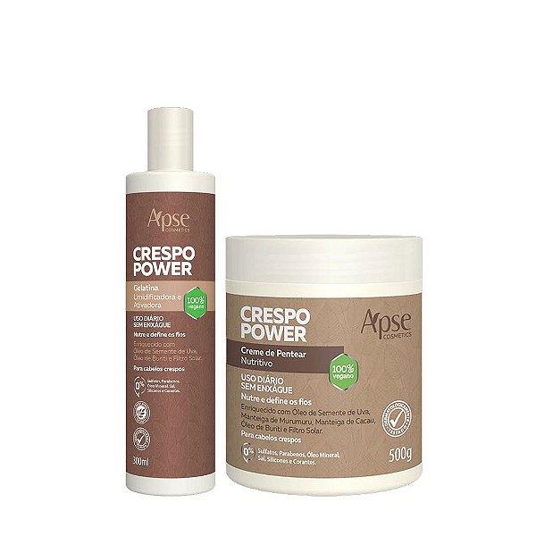 Kit Apse Crespo Power Gelatina 300 ml + Creme de Pentear 500 gr