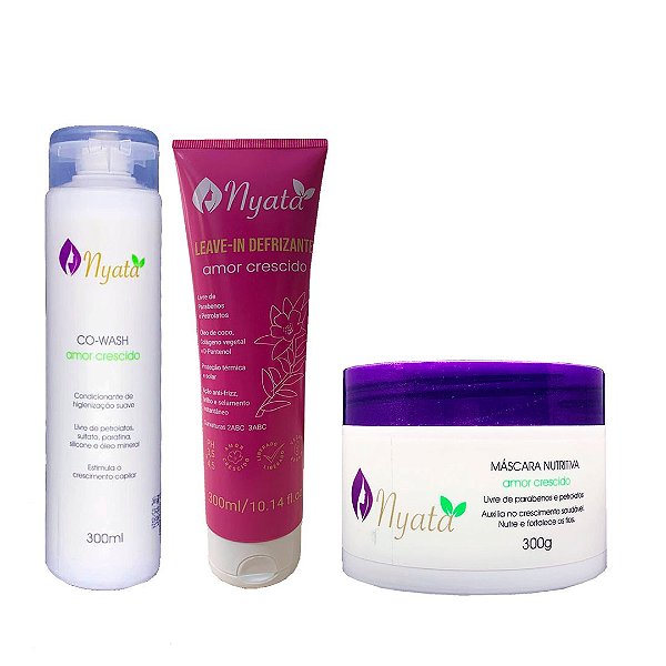 Kit Nyata Co-Wash + Máscara Nutritiva + Leave-in Defrizante