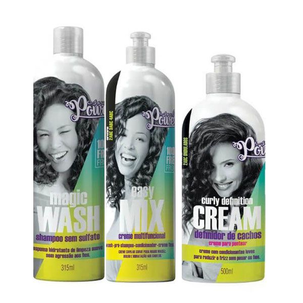 Kit Soul Power  Curly Defin Cream + Easy Mix+ Magic Wash