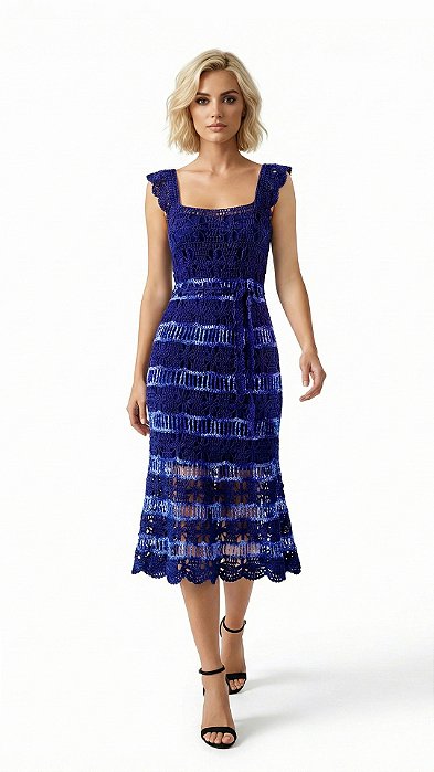 Vestido De Crochê Midi, Modelo exclusivo Krafiti!