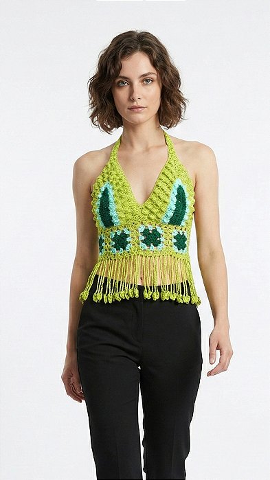 Cropped de Crochê, Modelo Frente Única!