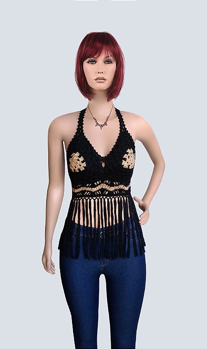 Cropped De Crochê Com Franjas!