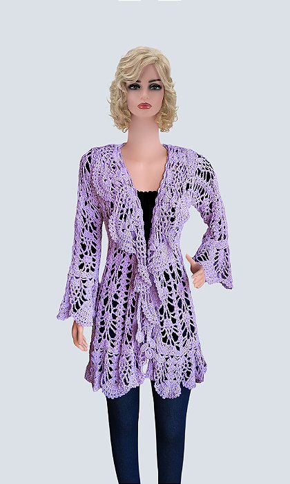 Casaco De Crochê Com Jabot!