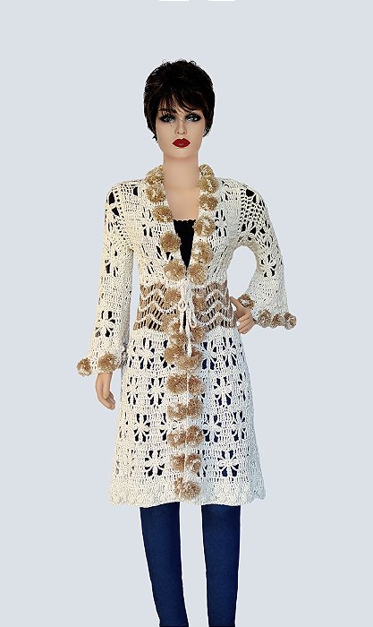 Casaco De Crochê Com Pompom!