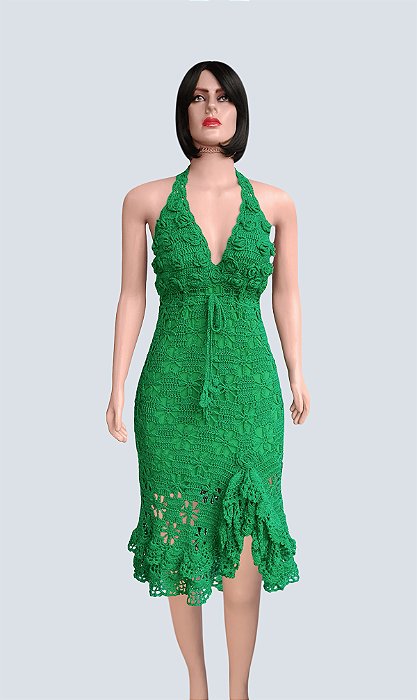 Vestido de Crochê Modelo Frente Única!