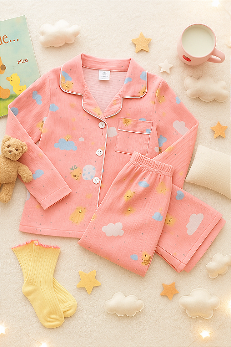 Pijama Infantil Estampado Manga Longa