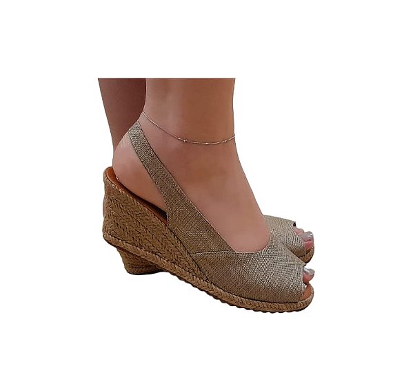 ESPADRILLE ANABELA ALGARVE SLIM RÚSTICO CASTOR  SALTO 5,5 CM