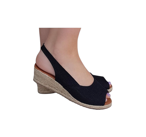 ESPADRILLE ALGARVE PRETO SALTO 3,5 CM