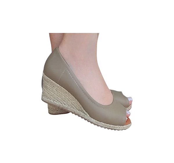 ESPADRILLE ANABELA PEEP TOE TEXAS SALTO 5,5 CM