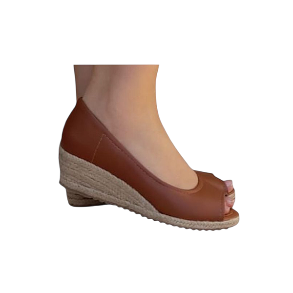 ESPADRILLE  PEEP TOE CARAMELO SALTO 3,5 CM