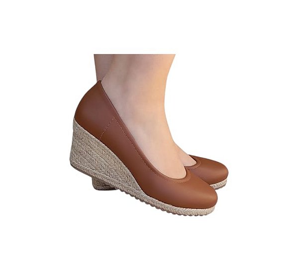 ESPADRILLE SCARPIN ANABELA CARAMELO SALTO 5,5 CM
