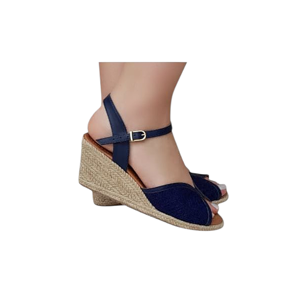 SANDÁLIA ANABELA SANTORINI MARINHO SALTO 5,5 CM