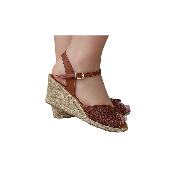 SANDÁLIA ANABELA SANTORINI CAFÉ SALTO 5,5 CM
