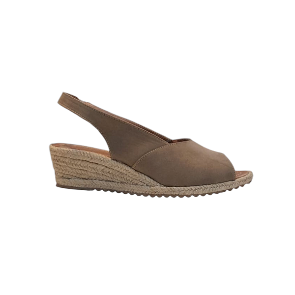 Espadrille Feminina Algarve Greige Salto Baixo 3,5 cm Confortável Perfeito Amor