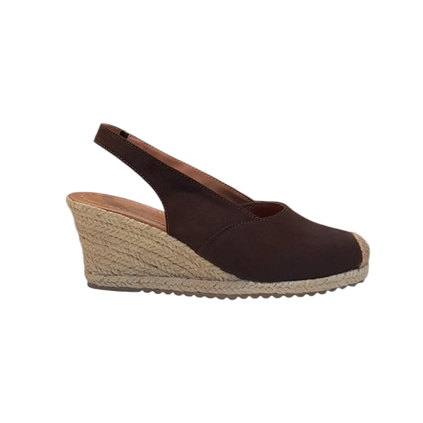 Espadrille Anabela Feminina Valência Café Salto 5,5 cm Confortável Perfeito Amor