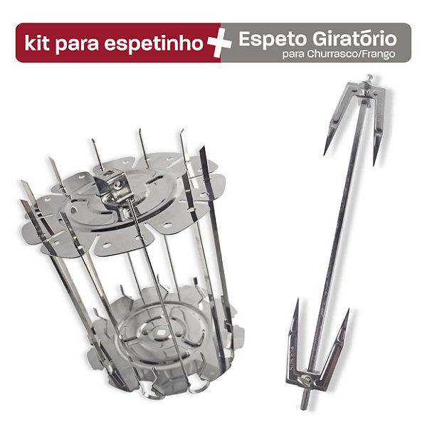 Acessório Forno Fryer - Espeto Giratório para Churrasco/Frango + kit para espetinho