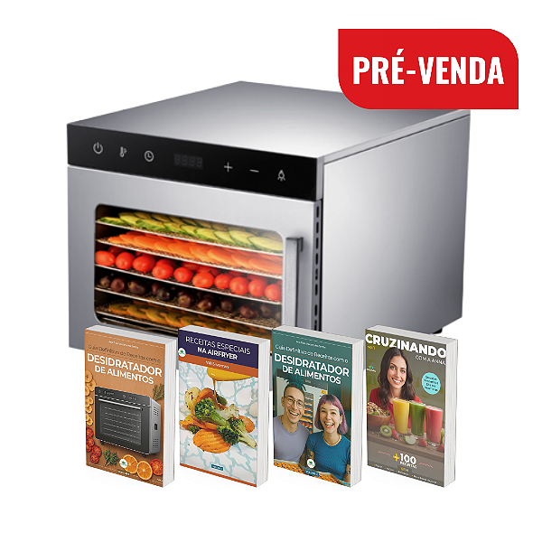 PRÉ-VENDA 202X - PREVISÃO --/--/202X: KIT Frugal Plus 6 Desidratador Industrial Alimentos + 4 E-books