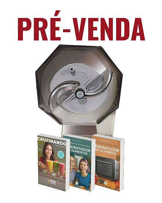 KIT PRÉ-VENDA SETEMBRO - PREVISÃO DE ENVIO: 03/09/26 - Cortador Ralador Fatiador Manual de Alimentos Frutas Legume - INOX + 3 E-books