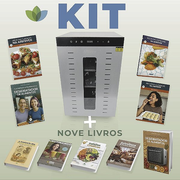 KIT ALLIERE - Desidratador Industrial INOX de Alimentos Frugal Plus 16 Bandejas 1500W - 220v + 9 E-books