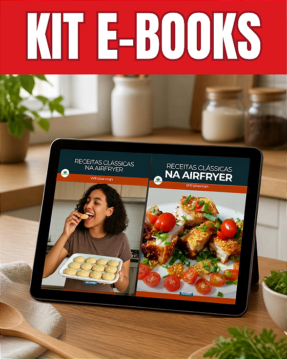 KIT Livro Digital - E-books: Receitas Airfryer 75 Receitas Práticas - Volume 1 e 2