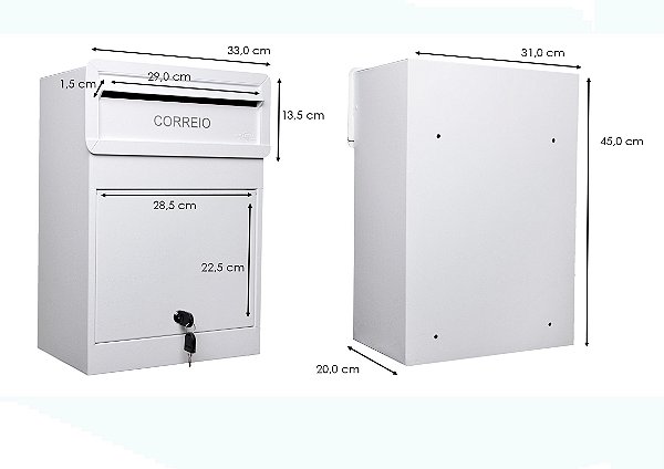 Caixa de Correio Italy Florença 100% ALUMÍNIO NÃO ENFERRUJA - NÃO ENTRA ÁGUA - RETIRADA DA CORRESPONDÊNCIA PELA FRENTE DA CAIXA