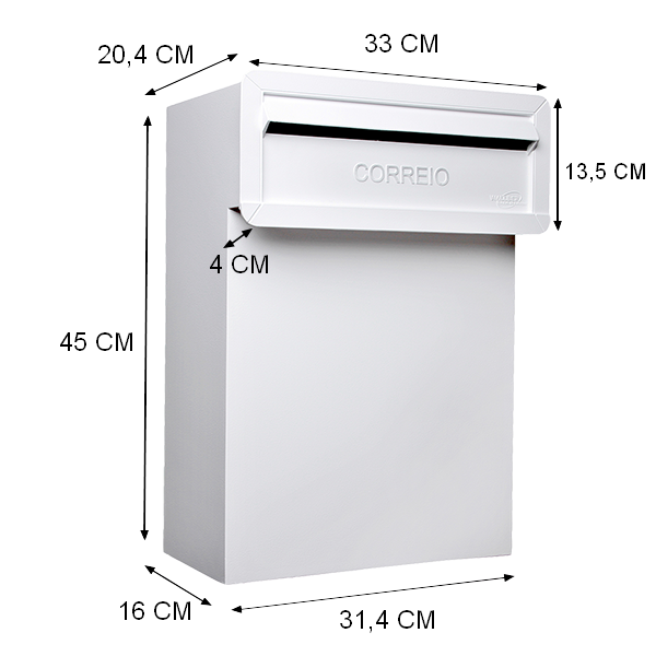 Caixa de Correio Italy Parma 100% Alumínio - NÃO ENTRA ÁGUA - NÃO ENFERRUJA - ATENDE BEM CONDOMÍNIOS E CASAS QUE RECEBEM BASTANTE CORRESPONDÊNCIAS - É POSSIVEL COLOCAR EM PORTÃO DE CHAPA LISA E TAMBEM EM VIDRO TEMPERADO