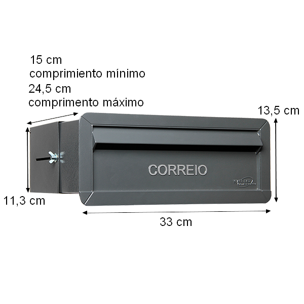 Caixa de Correio Italy Napole Regulável 100% Alumínio - NÃO ENFERRUJA - REGULE A PROFUNDIDADE DA CAIXA CONFORME A LARGURA DO SEU MURO E INSTALE NA ALVENARIA