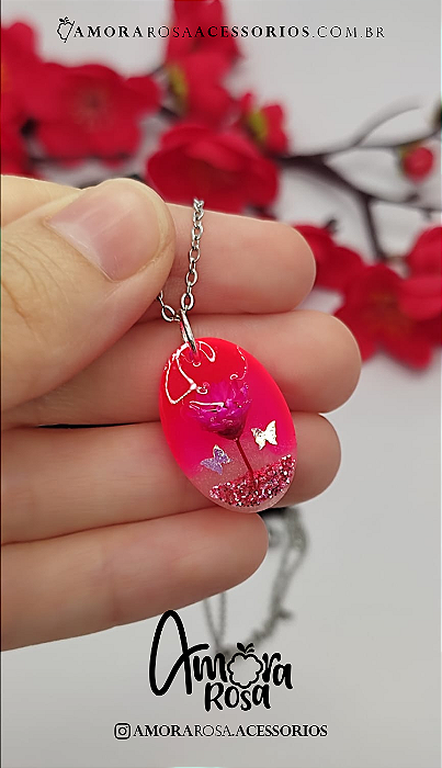 Colar  Flores Rosa
